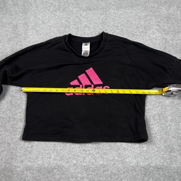 Adidas X Farm Rio Cropped Logo Sweatshirt Floral Print Black Pink Size SMALL - Picture 7 of 12